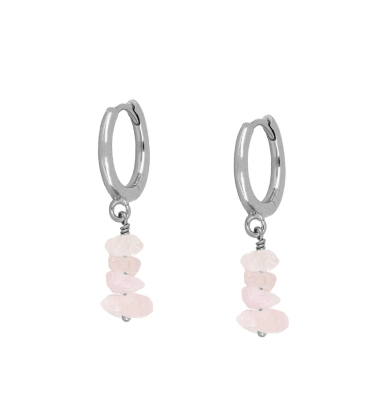 Pendientes Piedra Cuarzo Rosa