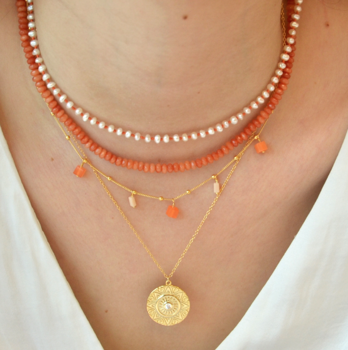 Collar Perla Naranja