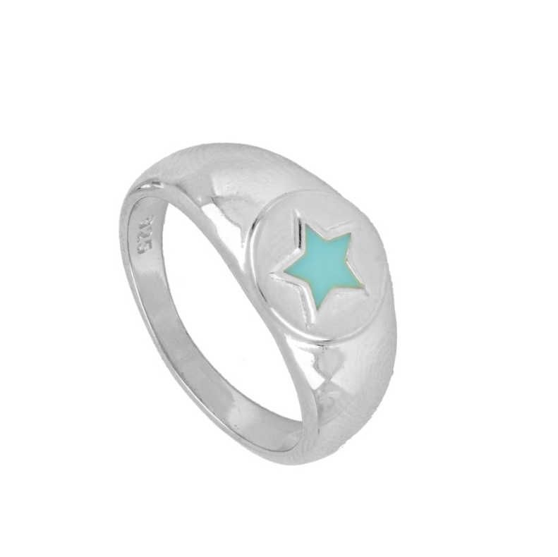 Anillo Sello Estrella Turquesa
