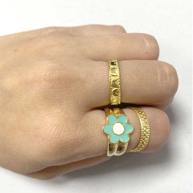Anillo Sello Margarita Turquesa
