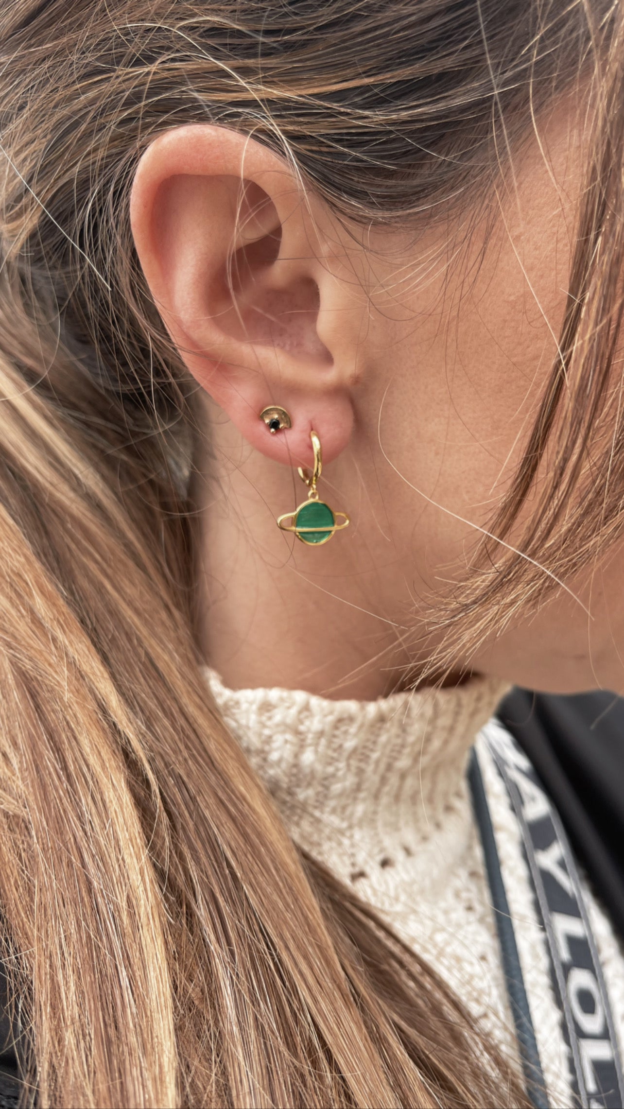 Pendientes Saturno Verde