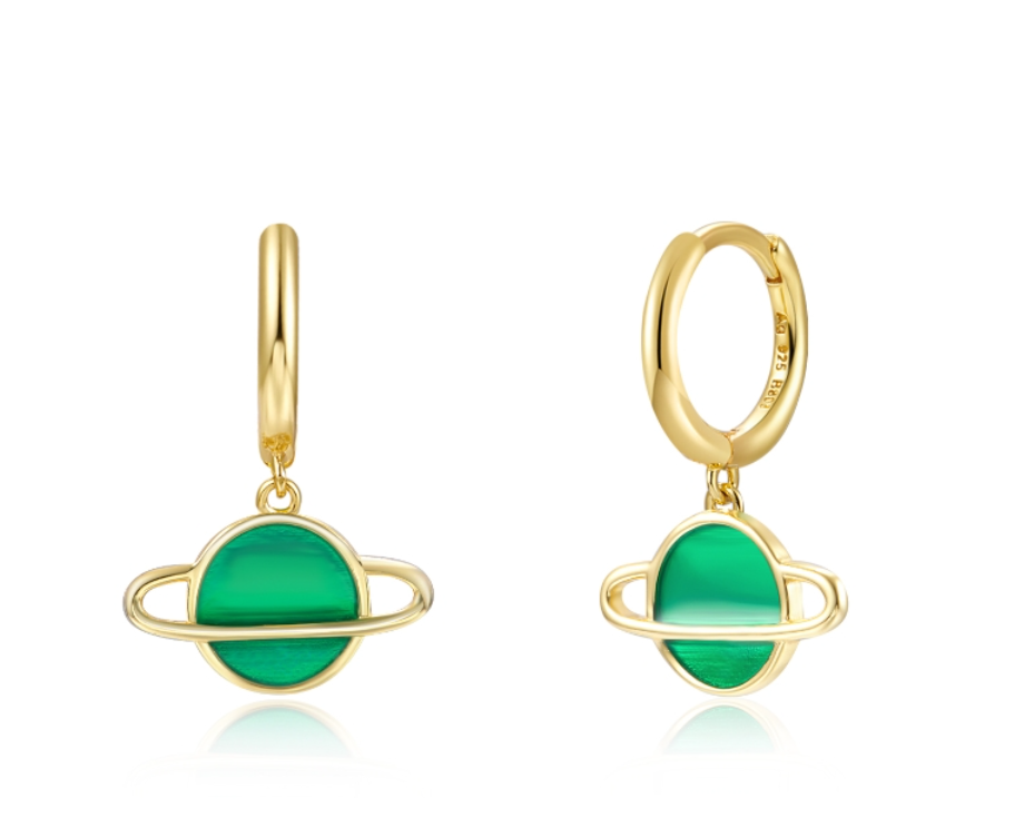 Pendientes Saturno Verde