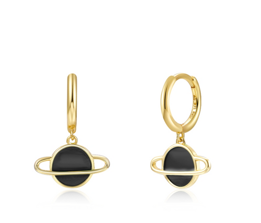 Pendientes Saturno Negro