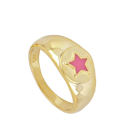 Anillo Sello Estrella Rosa