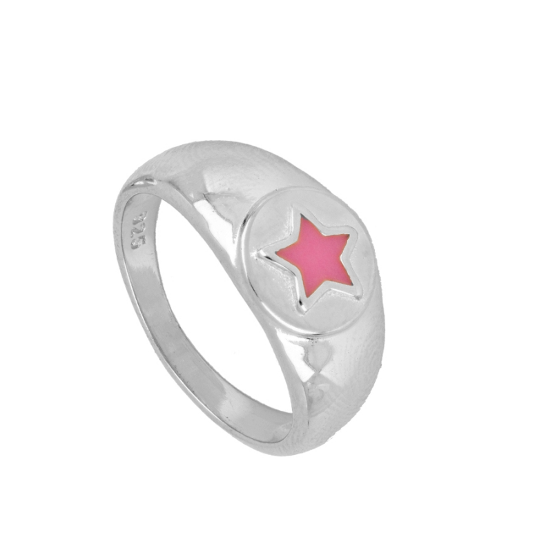 Anillo Sello Estrella Rosa