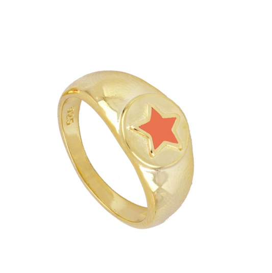 Anillo Sello Estrella Naranja