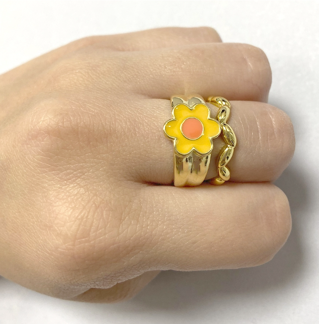 Anillo Sello Margarita Amarilla