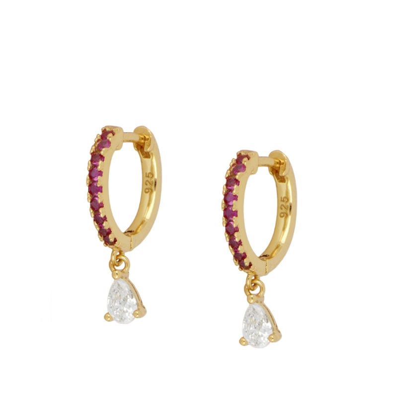 Pendientes Gota Fucsia