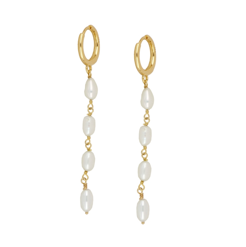 Pendientes Cadena Perlas de Agua