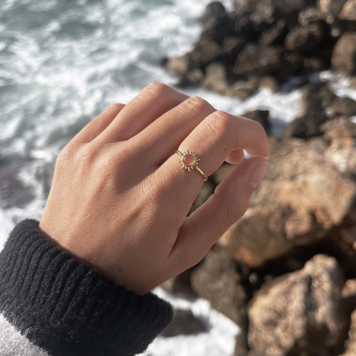 Anillo Sol Ópalo Naranja